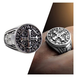 Anel São Bento Masculino Aço Inox Prata lindo envio rápido em Oferta na Shopee