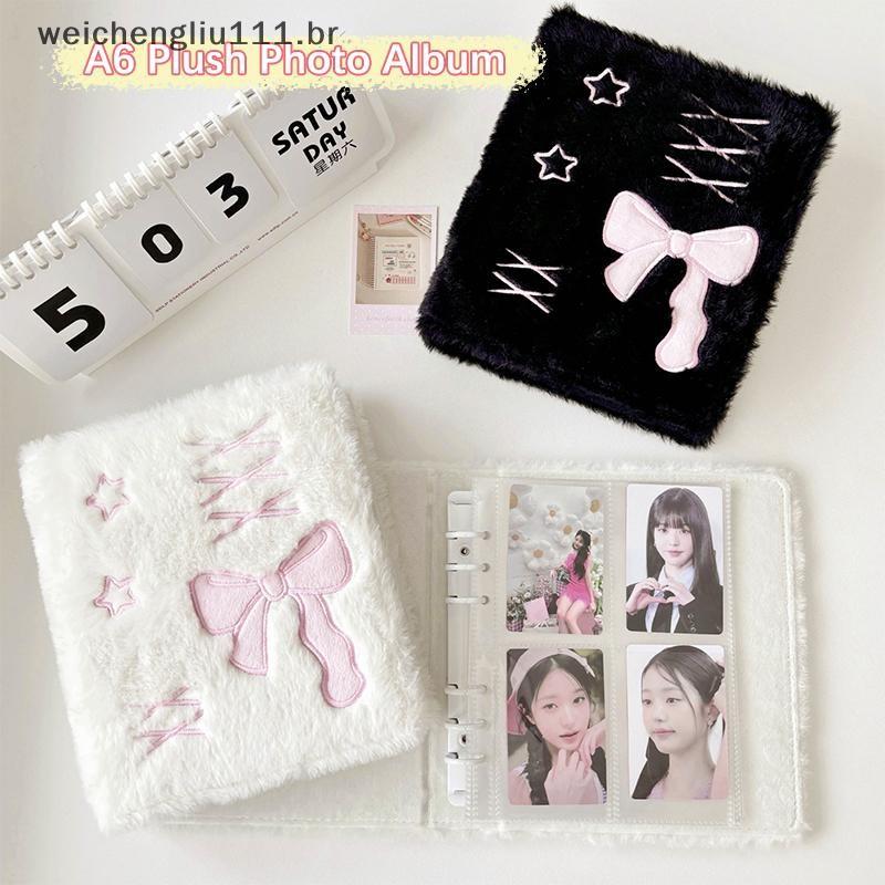 # weicheng A6 Fichário Álbum De Fotos Bonito Estilo Ballet Bowknot Suporte Para Cartão Fotográfico De Pelúcia Kpop Idol