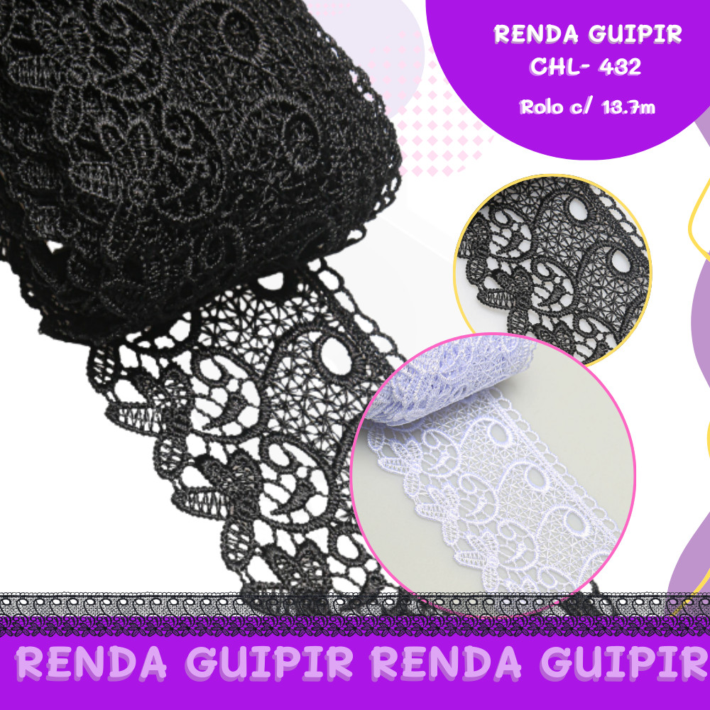 Renda Guipir CHL-432 7.0 Cm - Rolo C/13.7 Metros