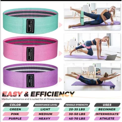 Kit 3 Faixas Elásticas De Exercício Hip Resistance Bands Para Malhar em Casa