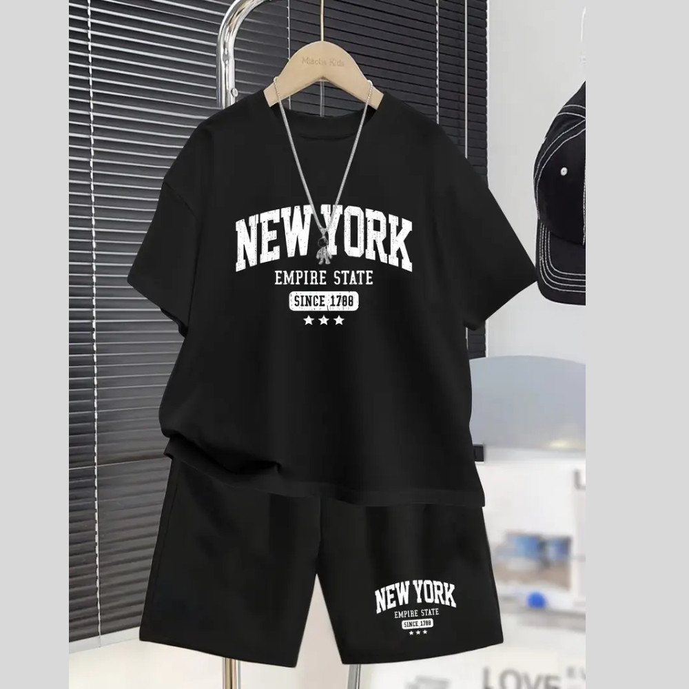 Conjunto Infantil Masculino Estampa New York Empire State 378 Moda Kids Juvenil Escola Família em Oferta na Shopee