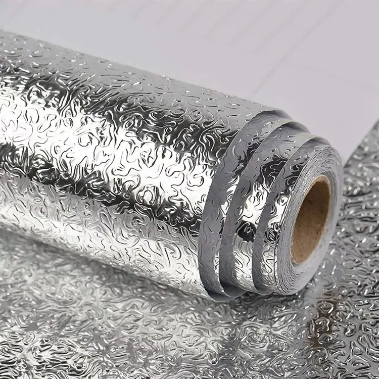 Papel De Alumínio Rolo Adesivo 3D Prova D'Água Para Cozinha Adesivo Impermeável Papel Adesivo Alumínio 2 Metros
