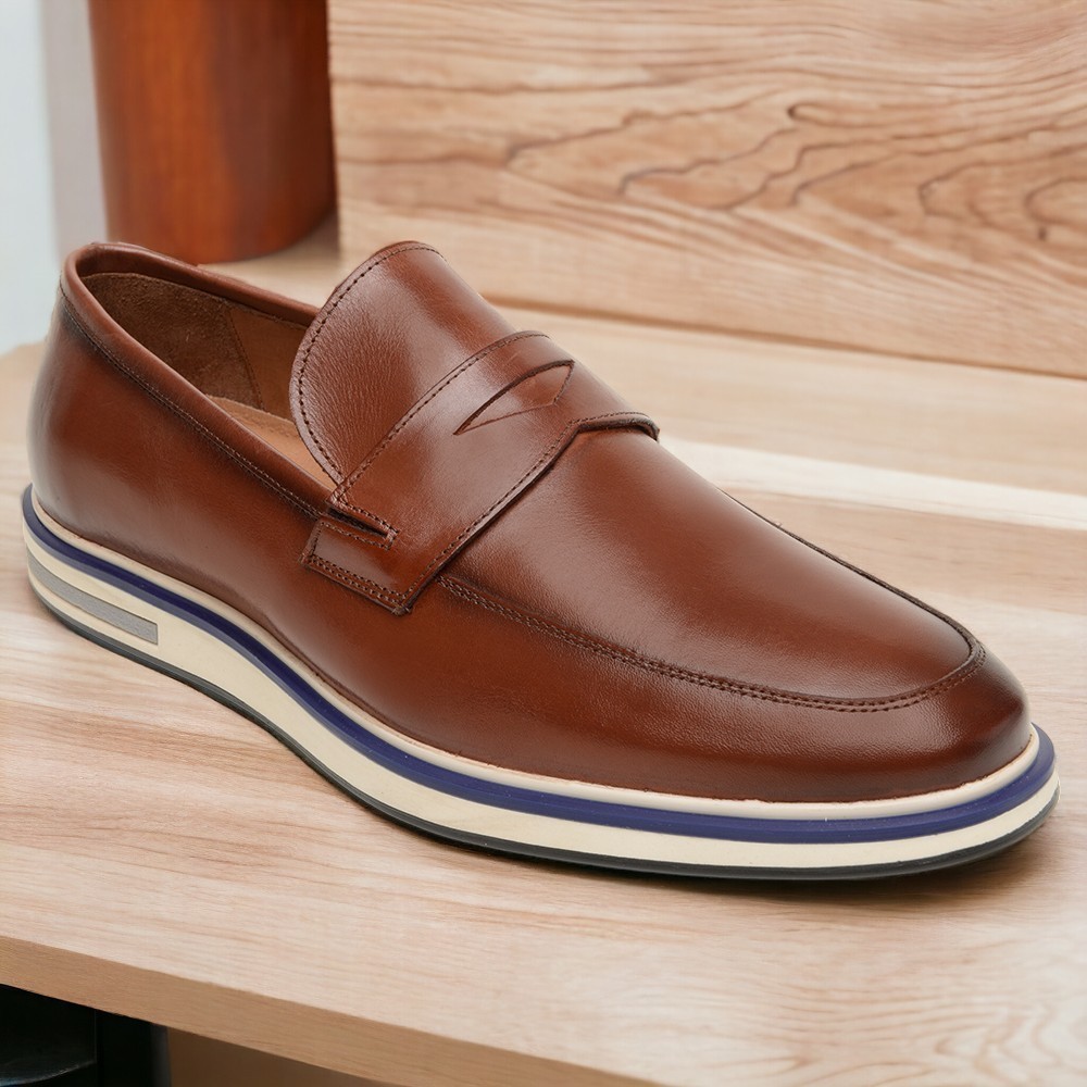 Sapato Loafer Masculino Penny Loafer em Couro Legítimo Slip-On Casual Social Confortável