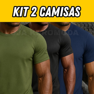 Kit 2 Camisa Masculina Dry Fit  Academia Corrida Casual Esportes em Oferta na Shopee