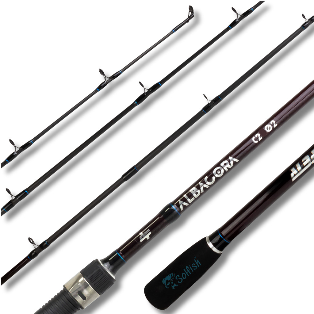 Vara Pesqueiro Carretilha Albacora 2,10m 50lbs Carbono IM7 Albatroz 2 Partes Preta Tamba Pirarara