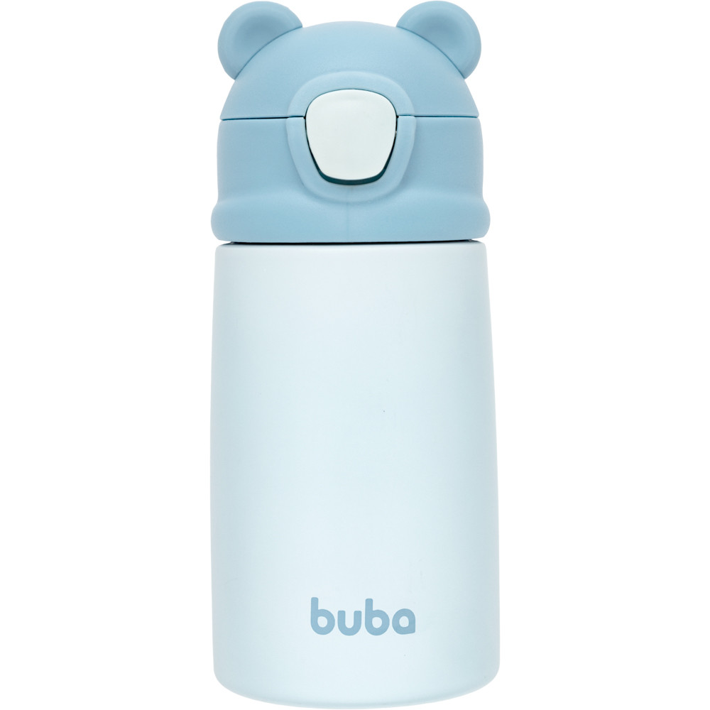 Copo Térmico Infantil Ursinho Azul Copo Canudo Silicone 320 ml Buba Garrafa Garrafinha Buba Ursinho Menino