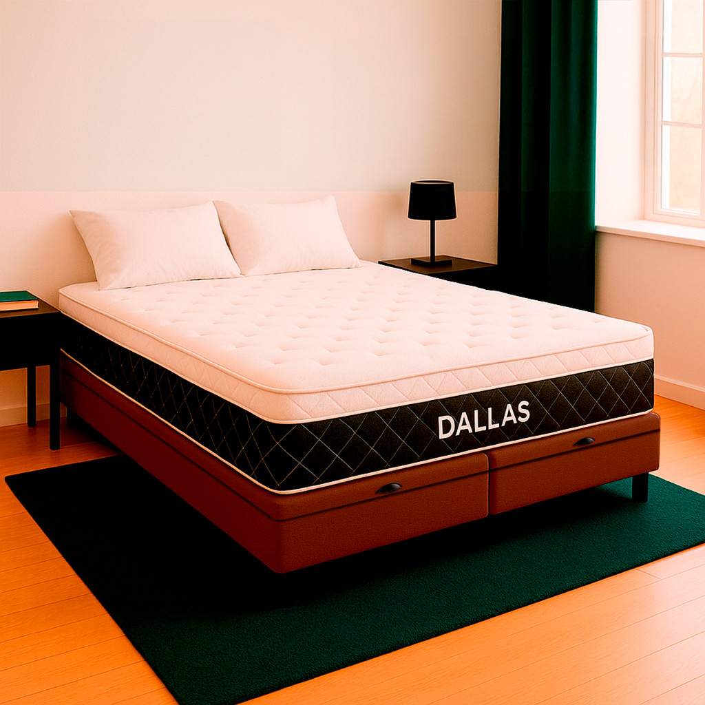 Cama Box Baú Queen Marrom e Colchão Dallas Molas Vstore