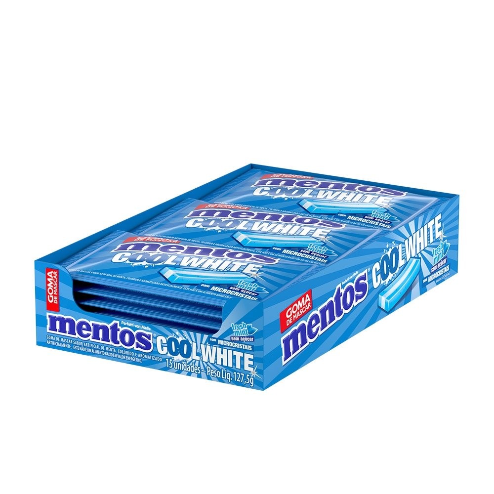 Chiclete Mentos Cool White Peppermint - Caixa com 15 Unidades em Oferta na Shopee