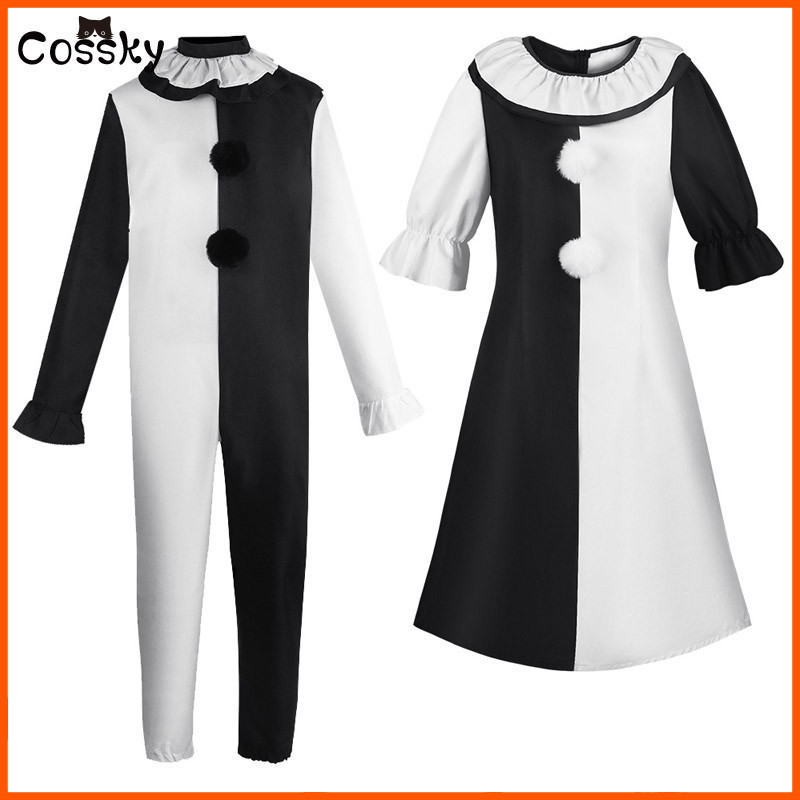 Terrifier Art Clown Joker Cosplay Traje De Palhaço Homem Jumpsuit Mulher Papel De Brincadeira Fancy Dress Up Horror Suit Halloween Festa De Carnaval