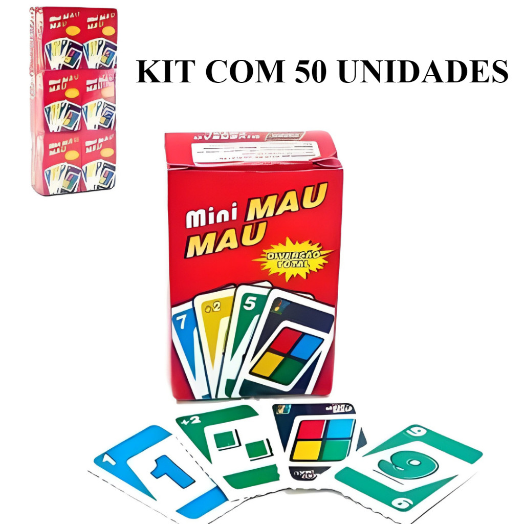 KIT LEMBRANCINHA FESTA DE ANIVERSARIO SACOLINHA 50 UNIDADES DO MINI JOGO UNO  MAU MAU - 54 CARTAS
