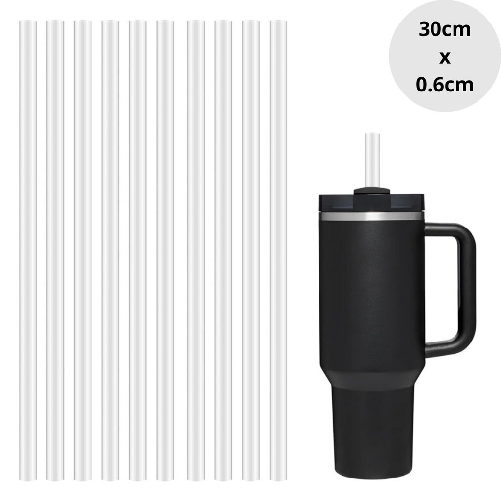 10 Canudos Transparente Reposição 40oz Bebedouro Reutilizável Copo Plástico Rígido