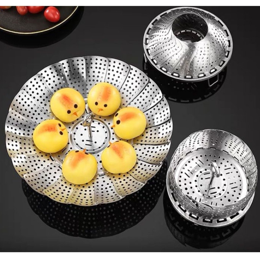 Imagem Kit 2 cesto de cozinhar a vapor inox legumes panela vaporeira verduras cozinha  Retrátil KEHOME