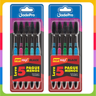 Kit 10 Escovas De Dente Black Ultrafina 2 Kit 5 Uni Jadepro em Oferta na Shopee