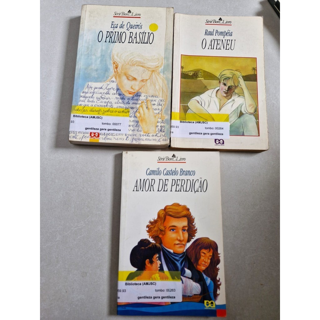 LIVRO, KIT(3), VESTIBULAR, SÉRIE BOM LIVRO, 1 O ATENEU, 2 AMOR DE PERDIÇÃO, 3 O PRIMO BASÍLIO