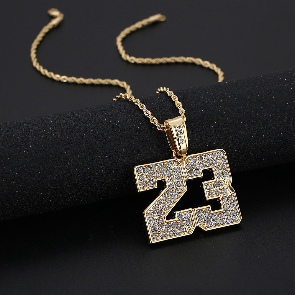 [Same model for stars] Necklace, hot sale, hip-hop jewelry, diamond-encrusted basketball, 23 pendant, fashionable unisex necklace, sweater chain, high-end fashion, popular element