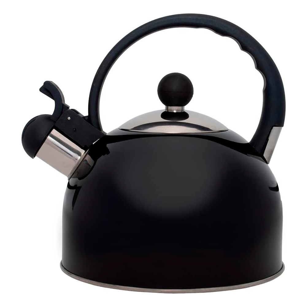 Chaleira Inox Preta Com Apito Bule De Chá Café Jarra 2 Litros Com Alça Anatomica