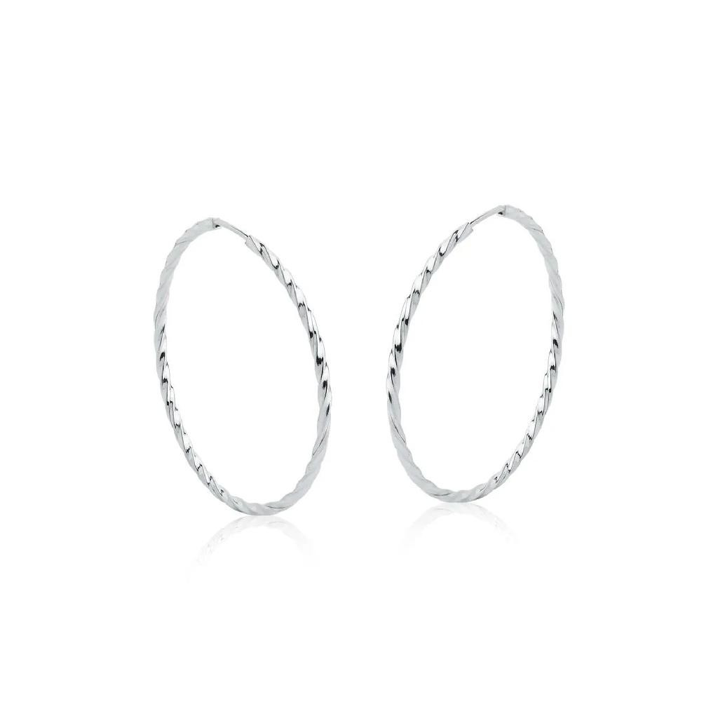 Brinco argola redonda fio torcido 25mm prata 925 - Fashion Accessories