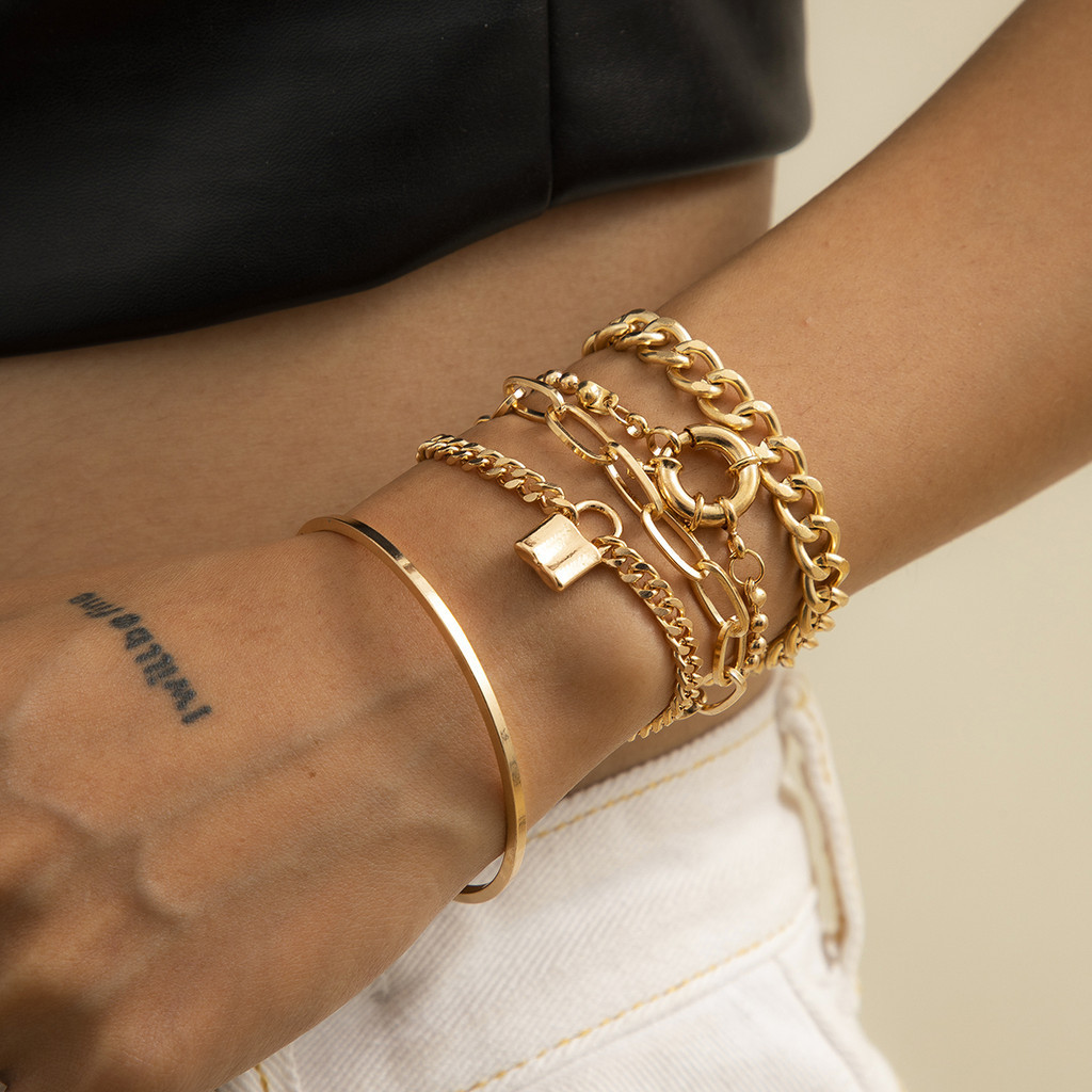 Conjunto de Correntes Em Camadas Separável com Pulseiras, Encanto da Tendência para Mulheres Acessórios No Pulso 2023