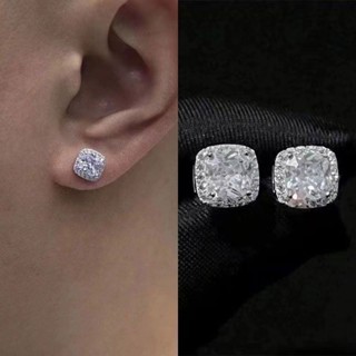 Brincos de agulha de prata estilo americano Brincos masculinos de diamante amarelo Zircon Rock Candy Men Europeu em Oferta na Shopee