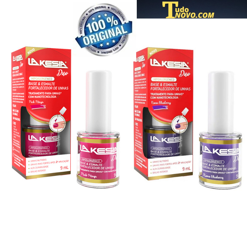 Kit com 2 Fortalecedor de unhas Lakesia 9 ml - Roxo Blueberry - Pink Pitaya original