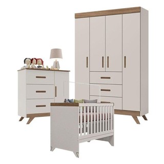 Quarto De Bebê Retro Maya Off White Carvalho - Canaã em Oferta na Shopee