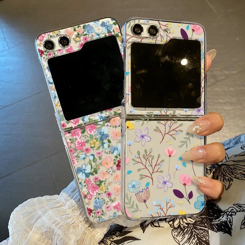 Tela Cheia De Flores Padrão Para Telefone Samsung Galaxy Z Flip 6 5 4 3 Capa Tra