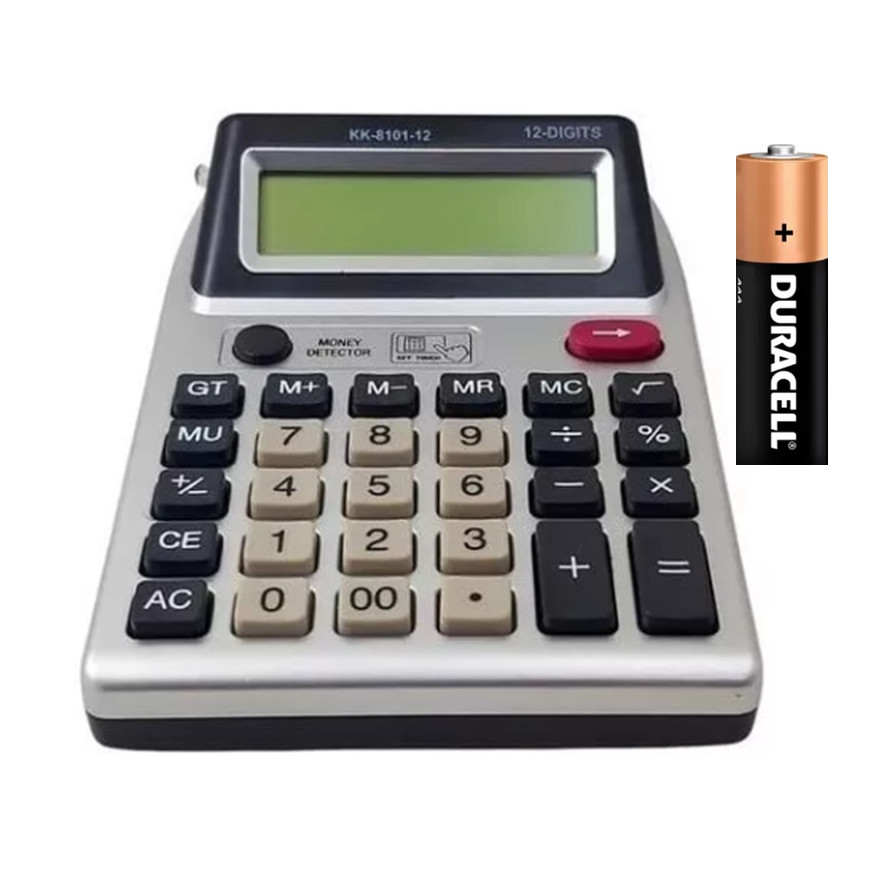 Calculadora De Mesa Com Duplo Visor + Testa Dinheiro Falso - Duracell