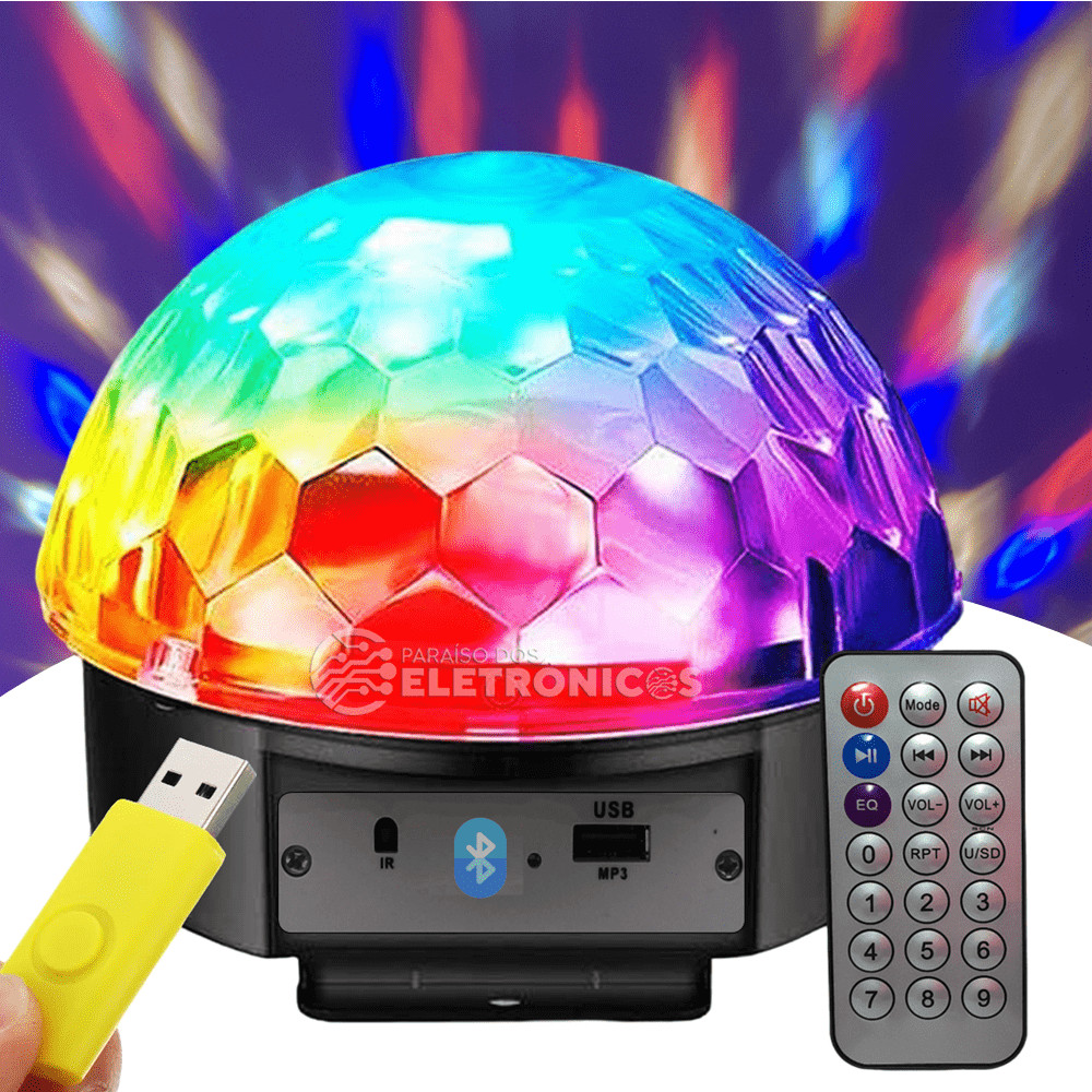 Globo Bola Mágica Led Rgb Alto Falante Bluetooth Potente Top LEY1725