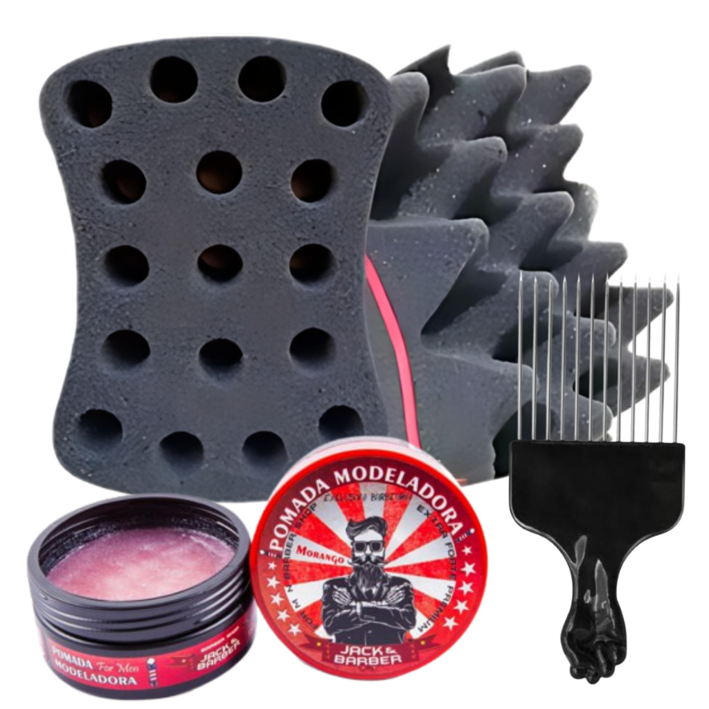 Esponja Nudred Dupla Enrolar Cabelos M 16mm + cera + Pente Afro em Oferta na Shopee