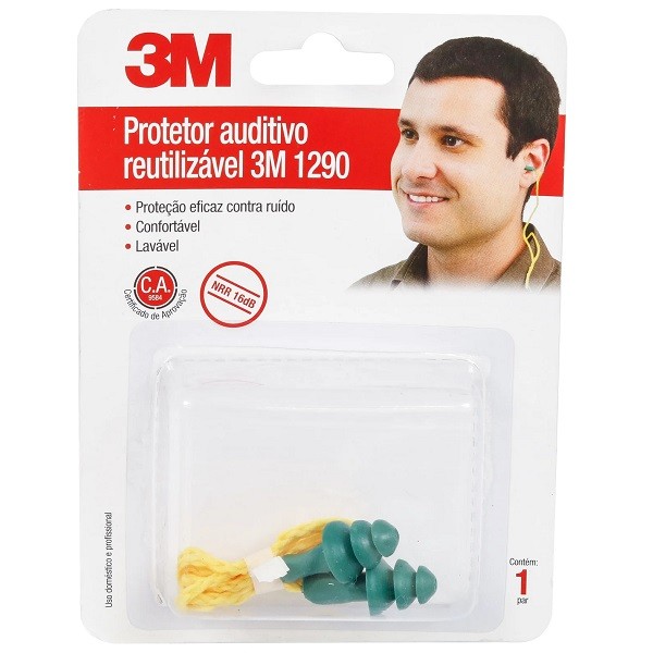 Protetor Auricular 3M 1290 com Cordão 16DB