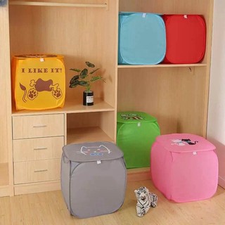 Cesto Organizador Para Brinquedos Roupas Dobrável Com Tampa Multiuso1 Und