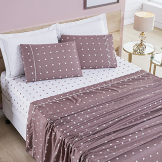 Jogo De Lençol Queen 4 Peças Petit Poá Percal 200 Fios Fronha Com Detalhe Cordão em Oferta na Shopee