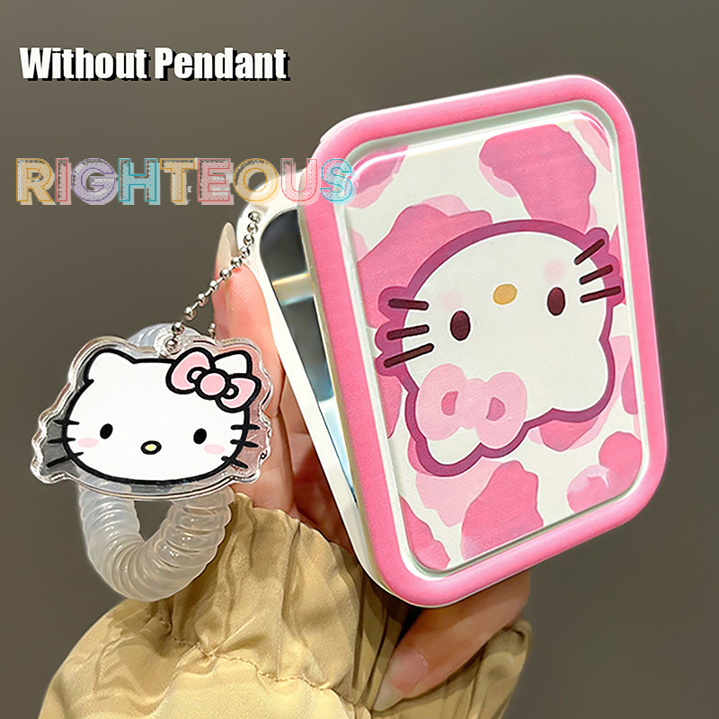 Direita Sanrio Cute Pink Hello Kitty Espelho De Maquiagem Com Pente Portátil Criativo Para Meninas Mão Novo