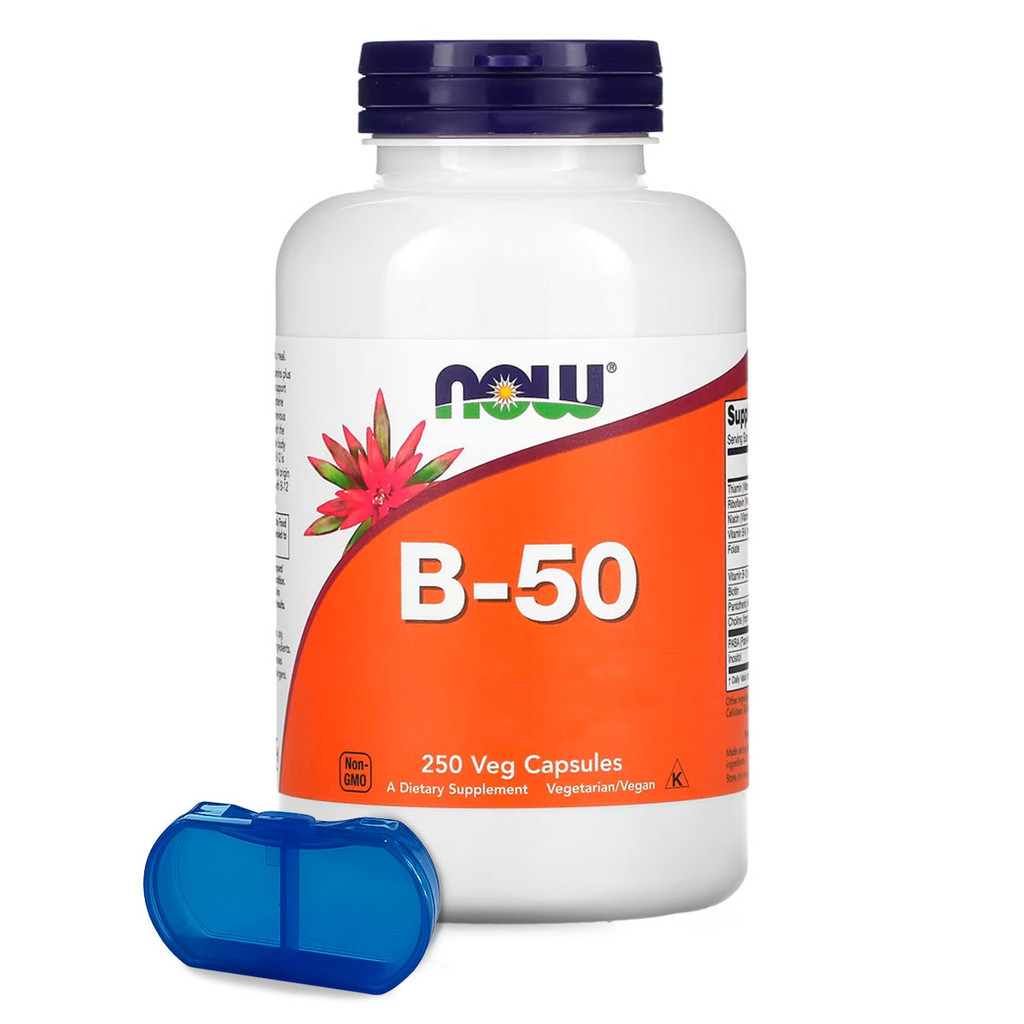 Vitamina B 50mg Complex B Now Foods 250Cáps + Porta Cápsulas