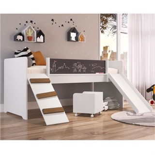 Cama Playground C/ Escorregador e Rampa BY710 - Branco em Oferta na Shopee