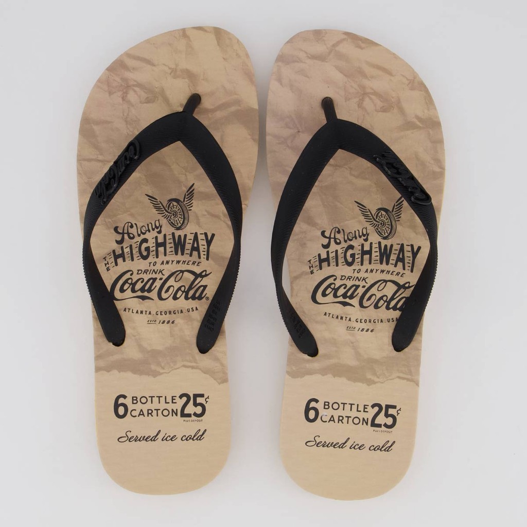 Chinelo Coca Cola Paper Bege e Preto - Men Shoes