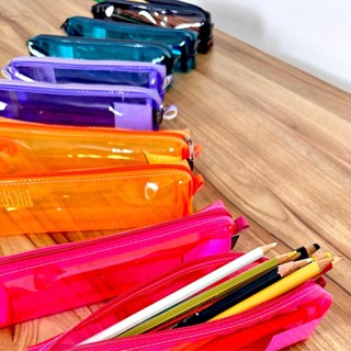 Estojo Escolar Transparente Colorido Tubinho Estojo Pequeno Estojo Fino Estojo Presente em Oferta na Shopee