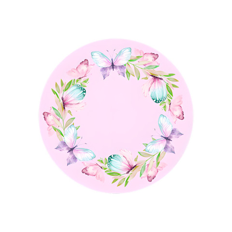 NOVO Painel Festa Infantil Redondo Circulo de Borboletas Aquarela + Arco, Suporte incluso. Fazemos personalizado com qualquer tema. Confeccionado em Lona fosca, impressão de alta resolução. cenário , p/ Decoração
