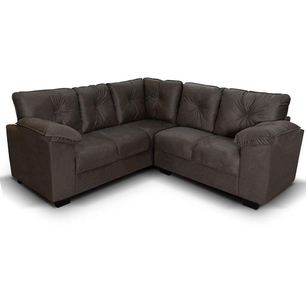Conjunto Sofá De Canto 2 E 3 Lugares Hellen Santiago Velut Tabaco em Oferta na Shopee