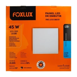 Plafon Painel Foxlux LED 60cm Quadrado de Embutir 45W 6500K