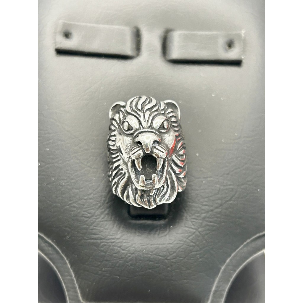 Anel Masculino De Cabeça De Leão Em Aço Inoxidável Banhado A Ouro Dente De Leão Prateado