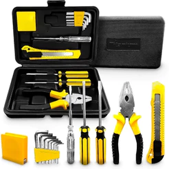 Kit De Ferramentas Manuais Com 11 Peças Estilete Alicate Trena Chave Fenda Philips Multiuso