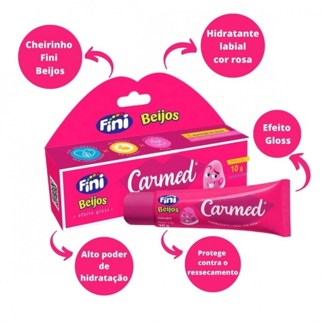 Carmed Hidratante Labial Fini Beijos Efeito Gloss 10g