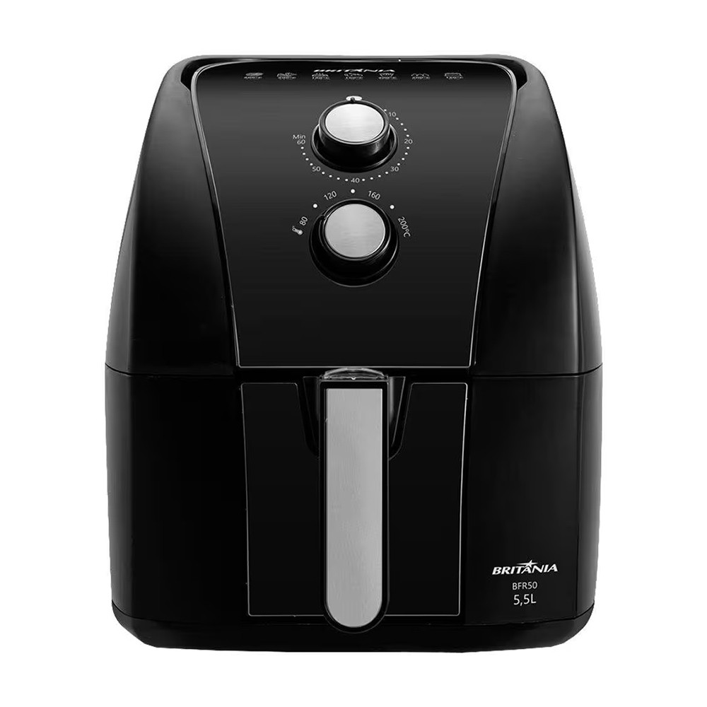 Fritadeira Air Fryer Britânia 5,5l Redstone Bfr50 Preta 1500w em Oferta na Shopee