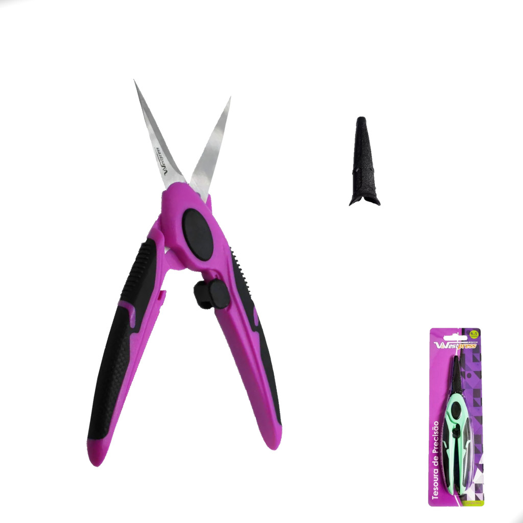 Tesoura De Precisão Cabo Macio Anatomico Ponta Fina Costura