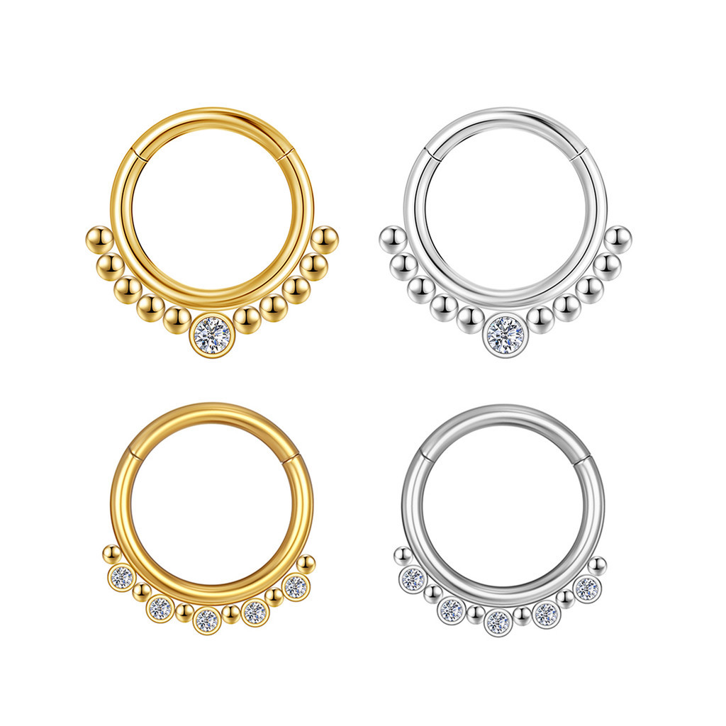 2PCS Kit Piercing Septo Nariz Argola Aço Cirúrgico Segmento Articulado PVD Strass / Septril, Rook, Conch, Orelha em Oferta na Shopee
