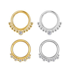 2PCS Kit Piercing Septo Nariz Argola Aço Cirúrgico Segmento Articulado PVD Strass / Septril, Rook, Conch, Orelha