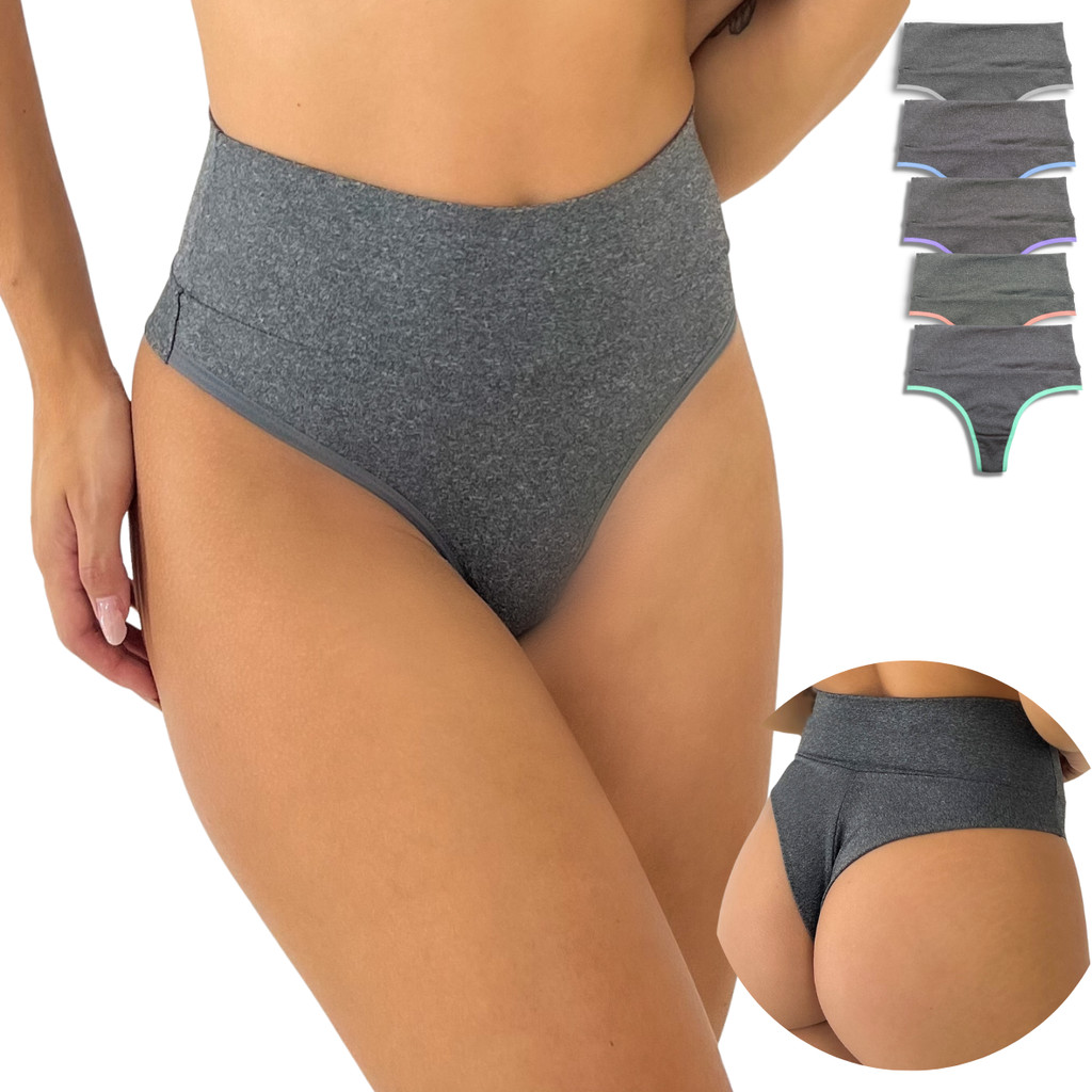 Kit 5 Calcinhas Fio Duplo Que Não Marca Cós Alto Modelador