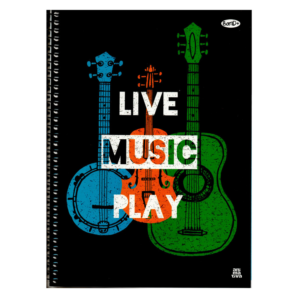 Caderno 10 Matérias Masculino Várias Estampas - SÃO DOMINGOS CAPA:MUSIC em Oferta na Shopee