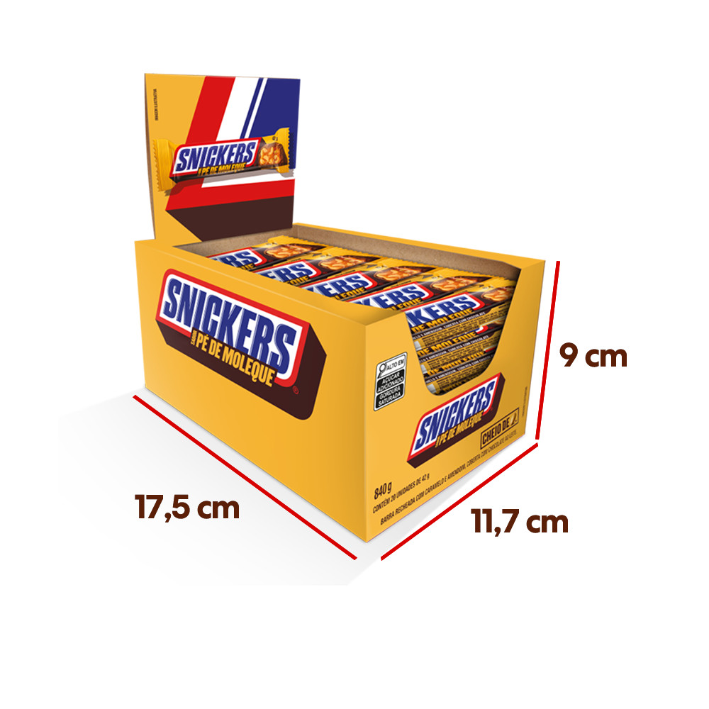 Detalhes do Display Chocolate Snickers Pé De Moleque Individual 42g